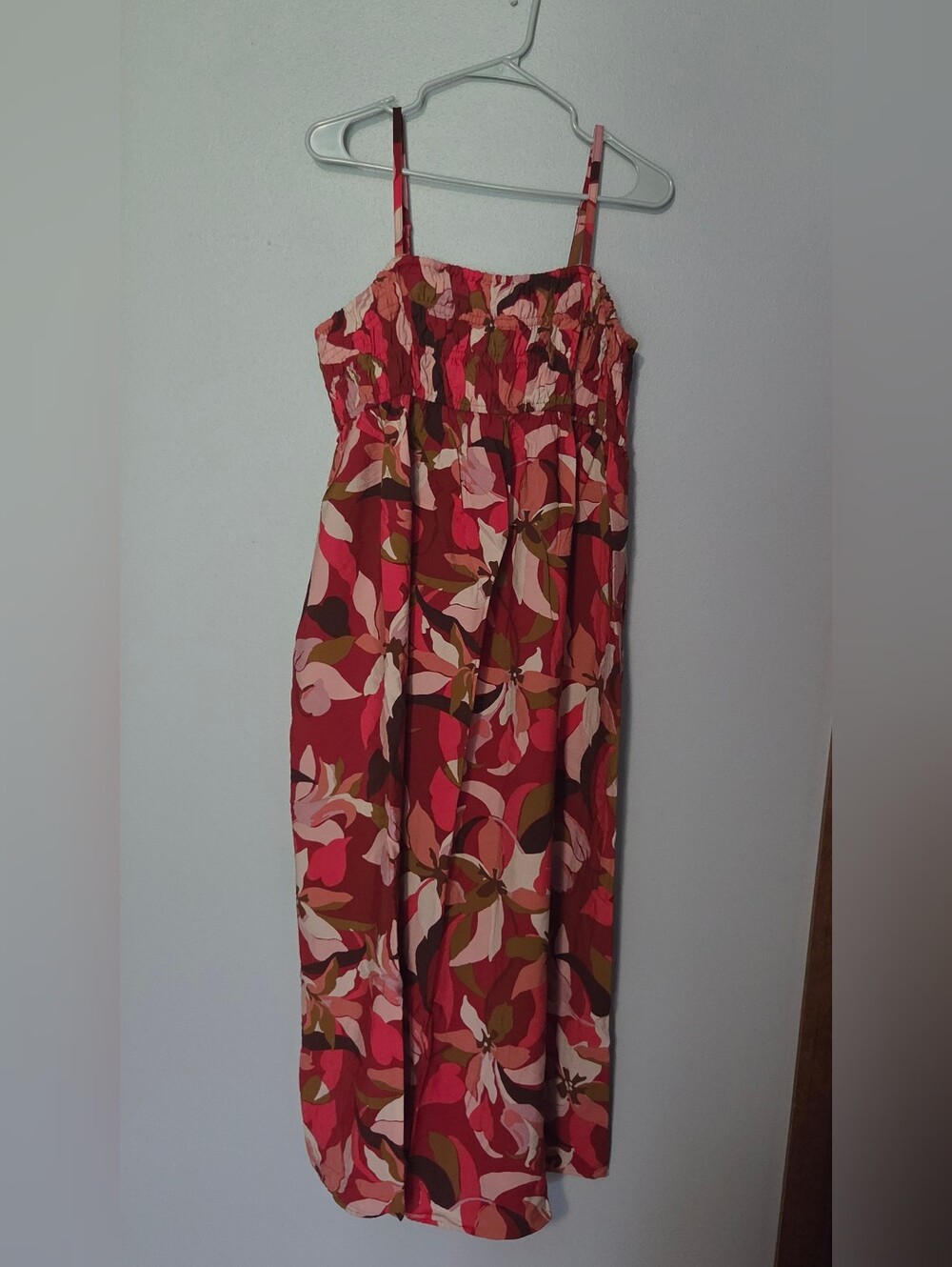 a new day Red and Pink Floral Strap Dress
